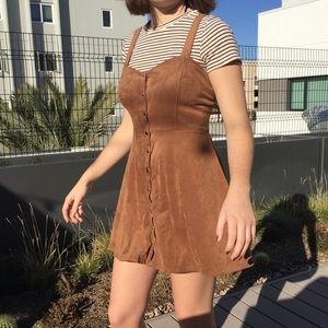 Faux suede button dress